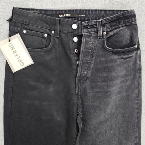 GRLFRND Jeans Womens Size 27 Black Karolina Cropped Contrast Legs Rocker Grunge - Picture 3 of 16